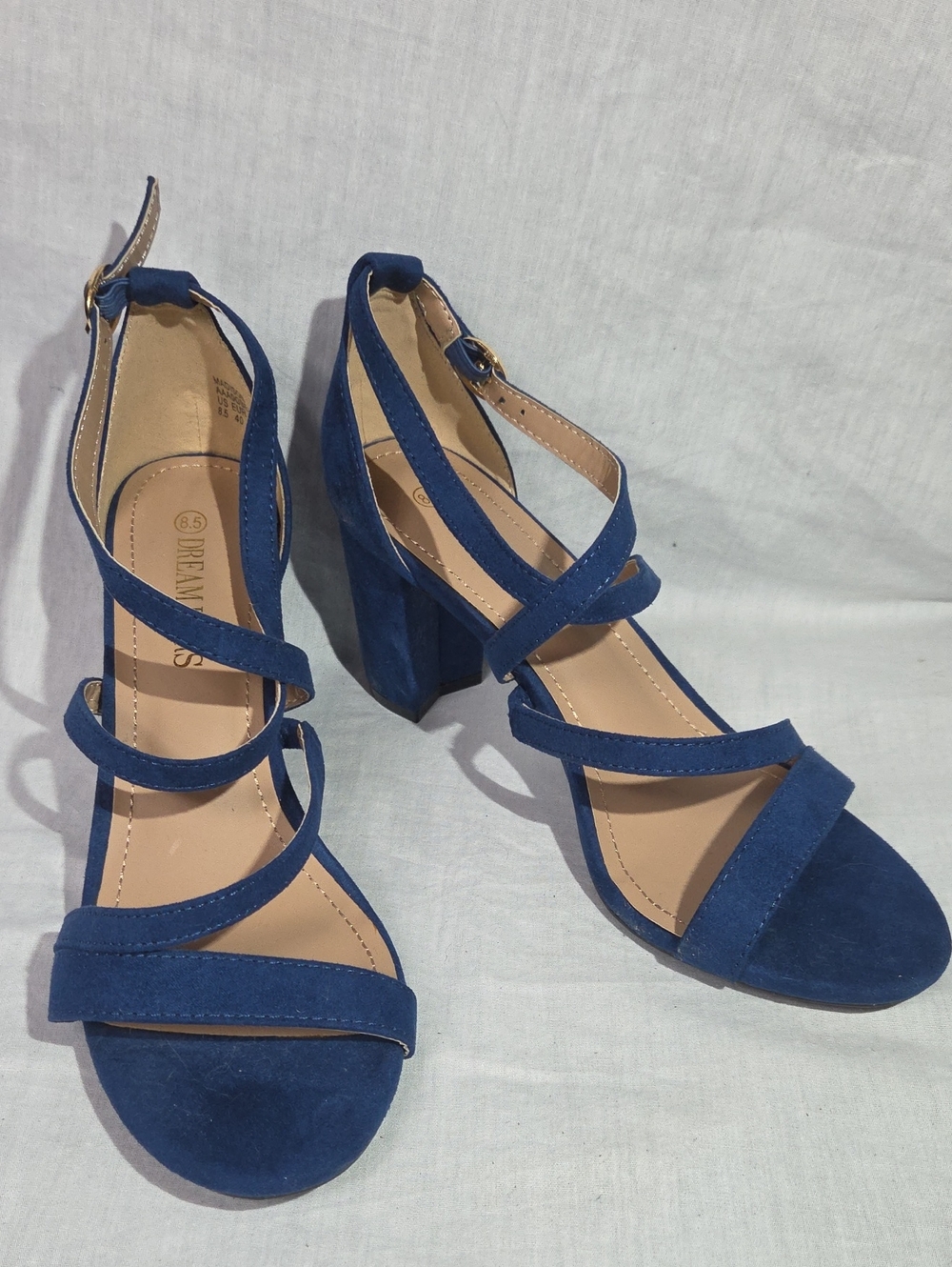 DREAM PAIRS Blue Velvet Strap Sandals Womens 8.5 8 1/2 High Heels